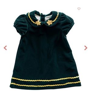 Green and gold velvet dress jumper smockingbird